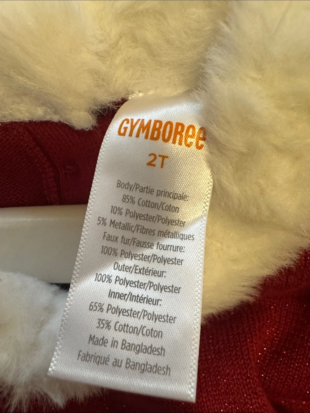 Gymboree Red Holiday Sparkle Dress with Faux Fur Collar New with Tags 2t